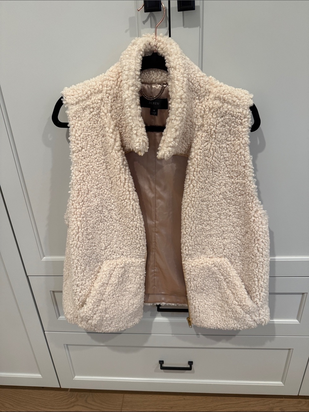 J. Crew Ivory Teddy Sherpa Zip Vest